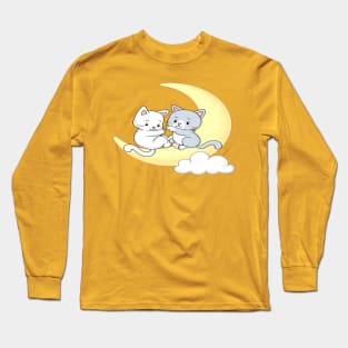 Kitten Sitting on the Moon Long Sleeve T-Shirt